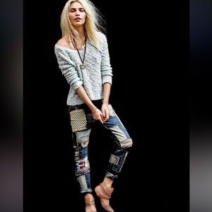Rare Free People Relaxed Patch Jeans